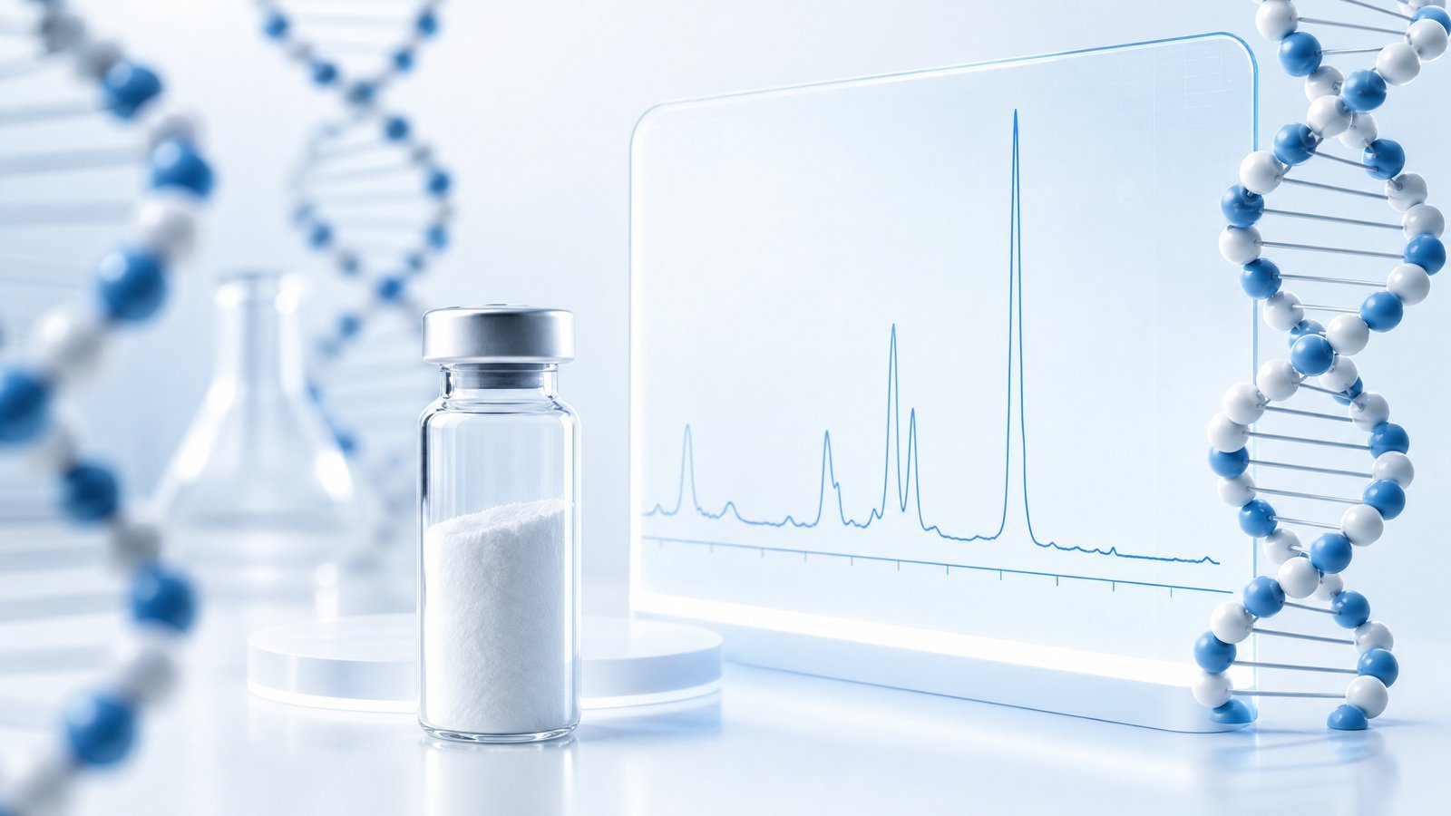 Analyse des HPLC-Chromatogramms zur Peptidreinheit in einem Forschungslabor