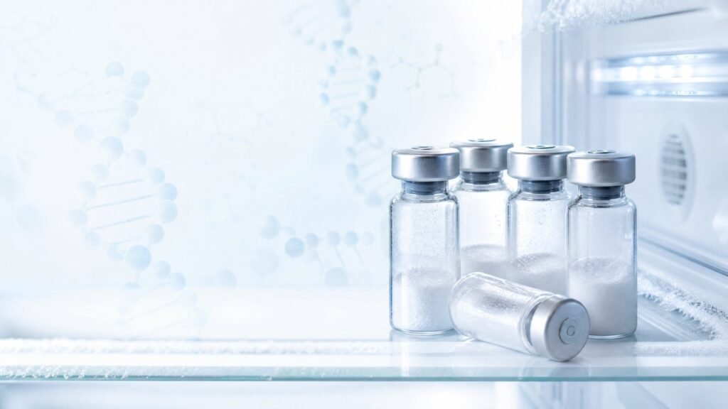 Correct storage of research peptides in a refrigerator with vials